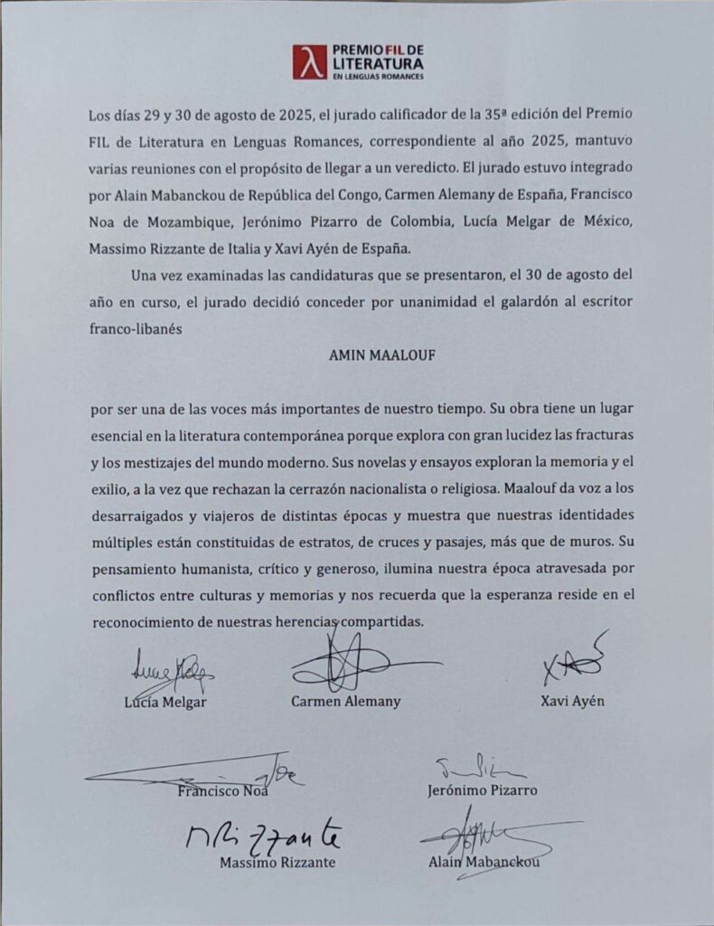 Amin Maalouf gana el Premio FIL 2025